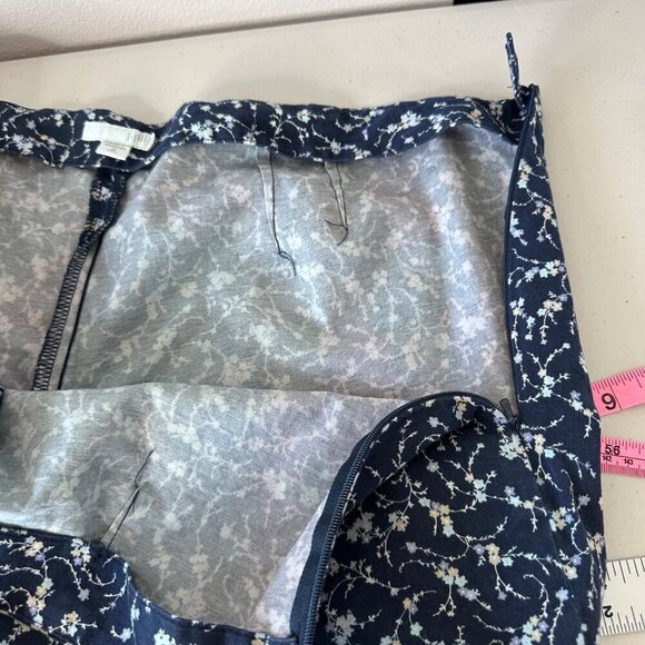 J. Jill Ditsy Floral Straight Leg Cotton Pants Size 16 Tall Blue Office Casual - Picture 10 of 13